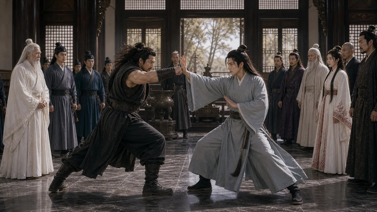 张无忌在武当殿上以太极迎敌